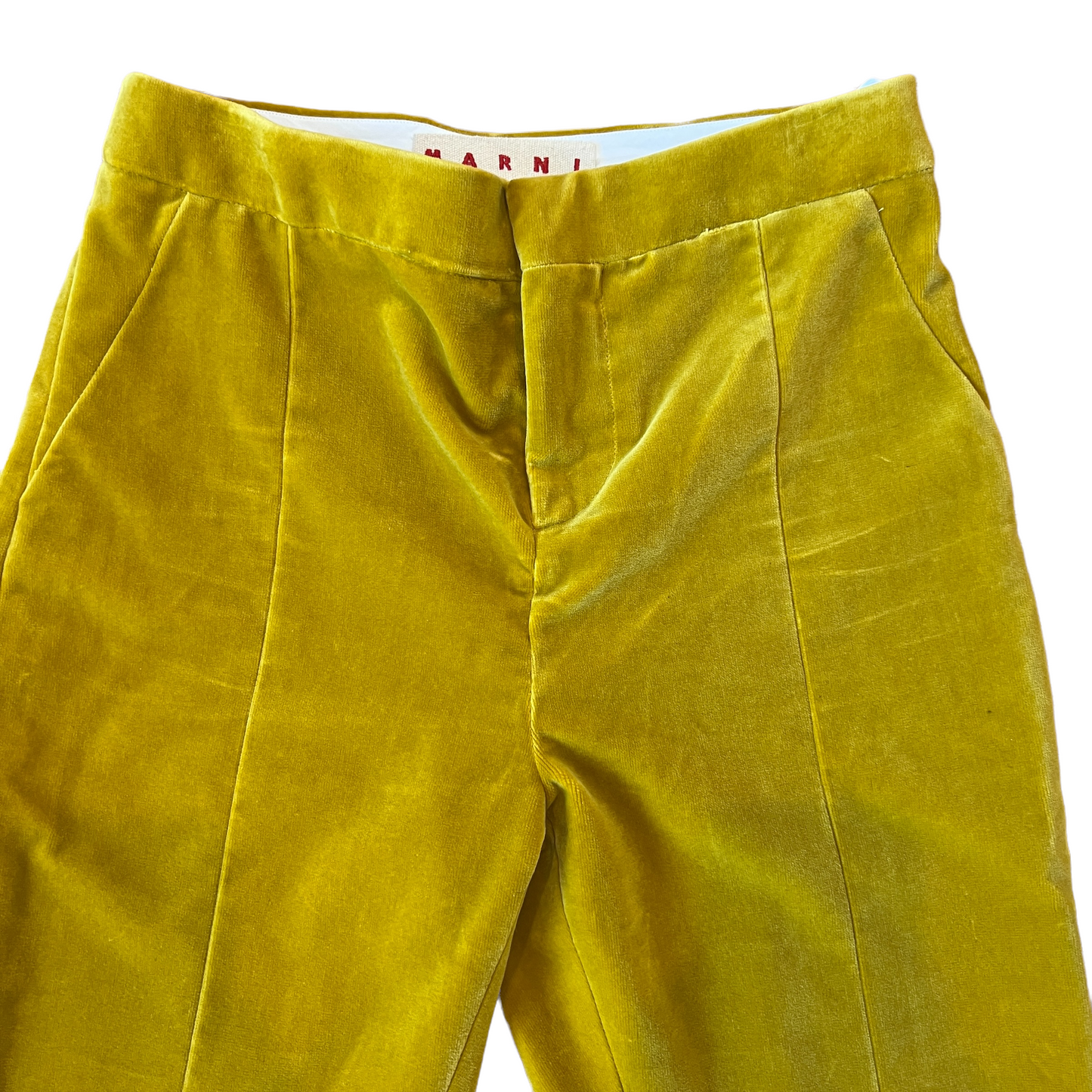 Yellow Velvet Wide Leg Pants - S