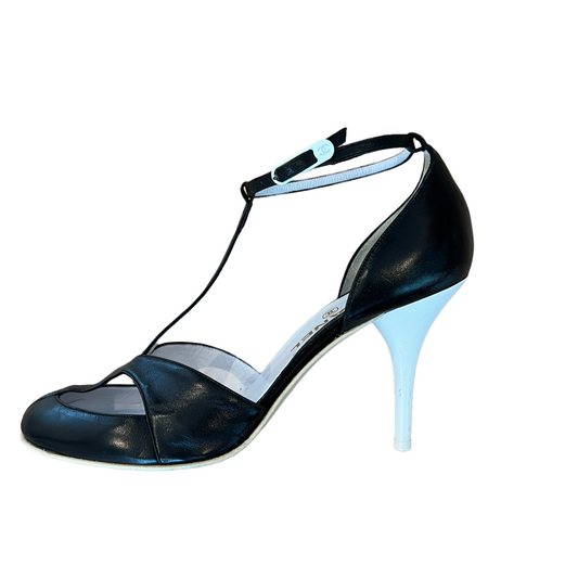 Black & White Leather Heels - 8.5