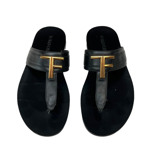 Men Leather Logo Slides - 8