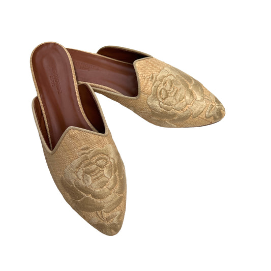 Beige Raffia Slides - 7