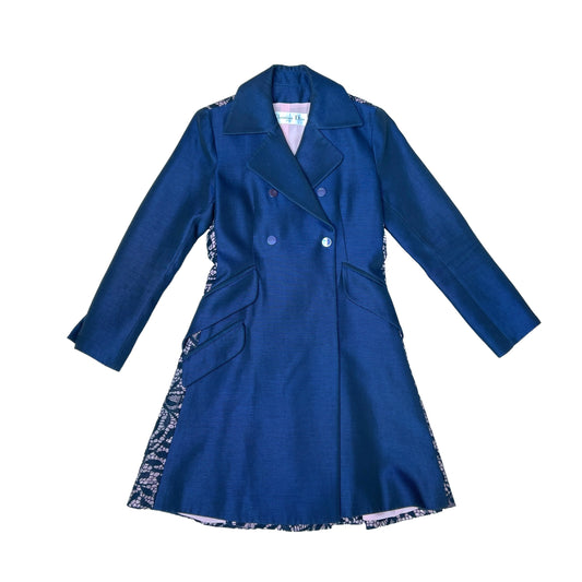 Blue Dress Coat with Lace - XS