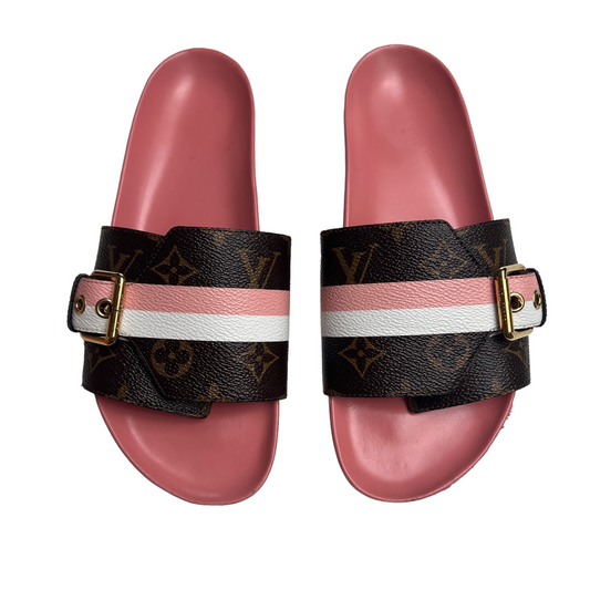 Monogram Pink Slides - 7