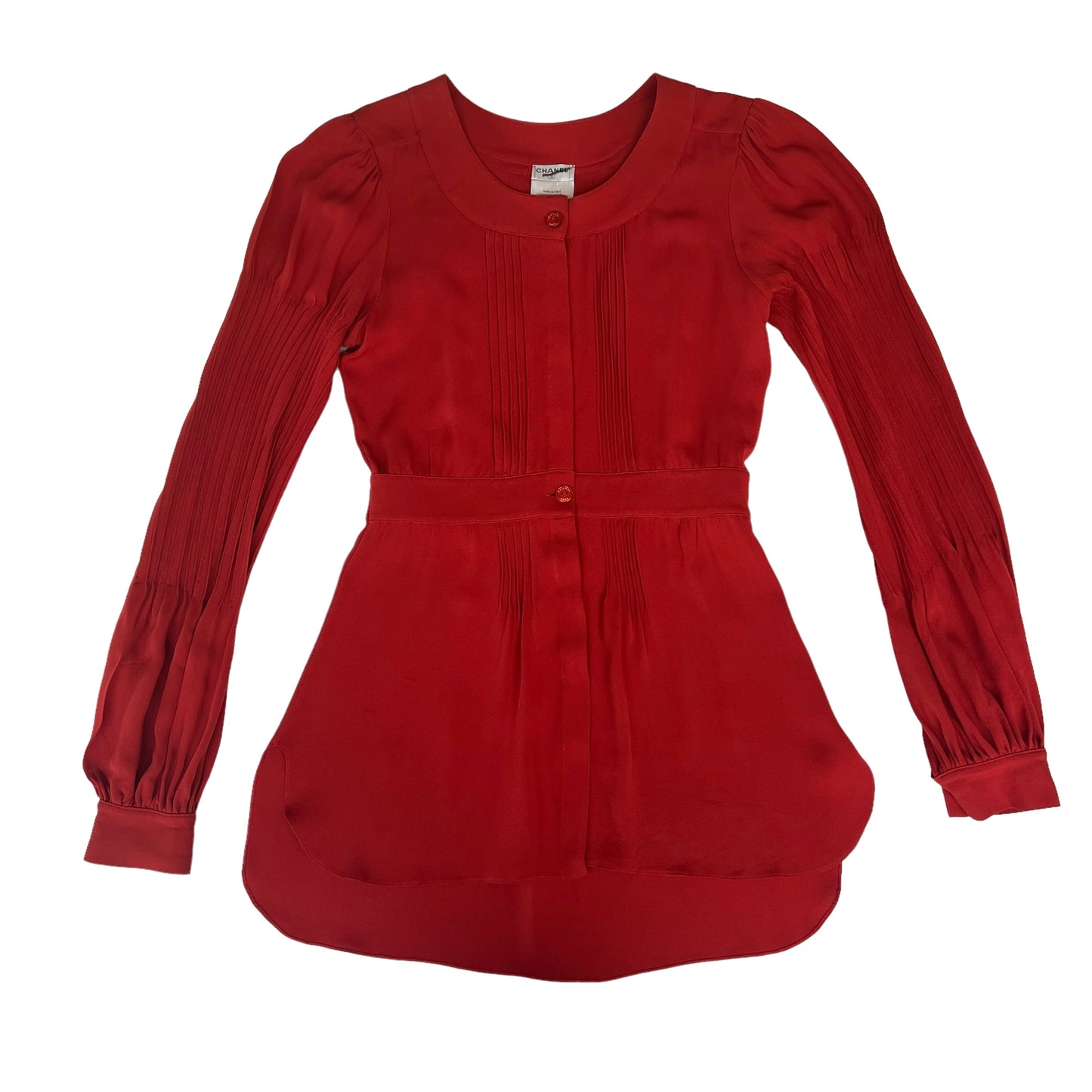 Vintage Red Silk Shirt - S
