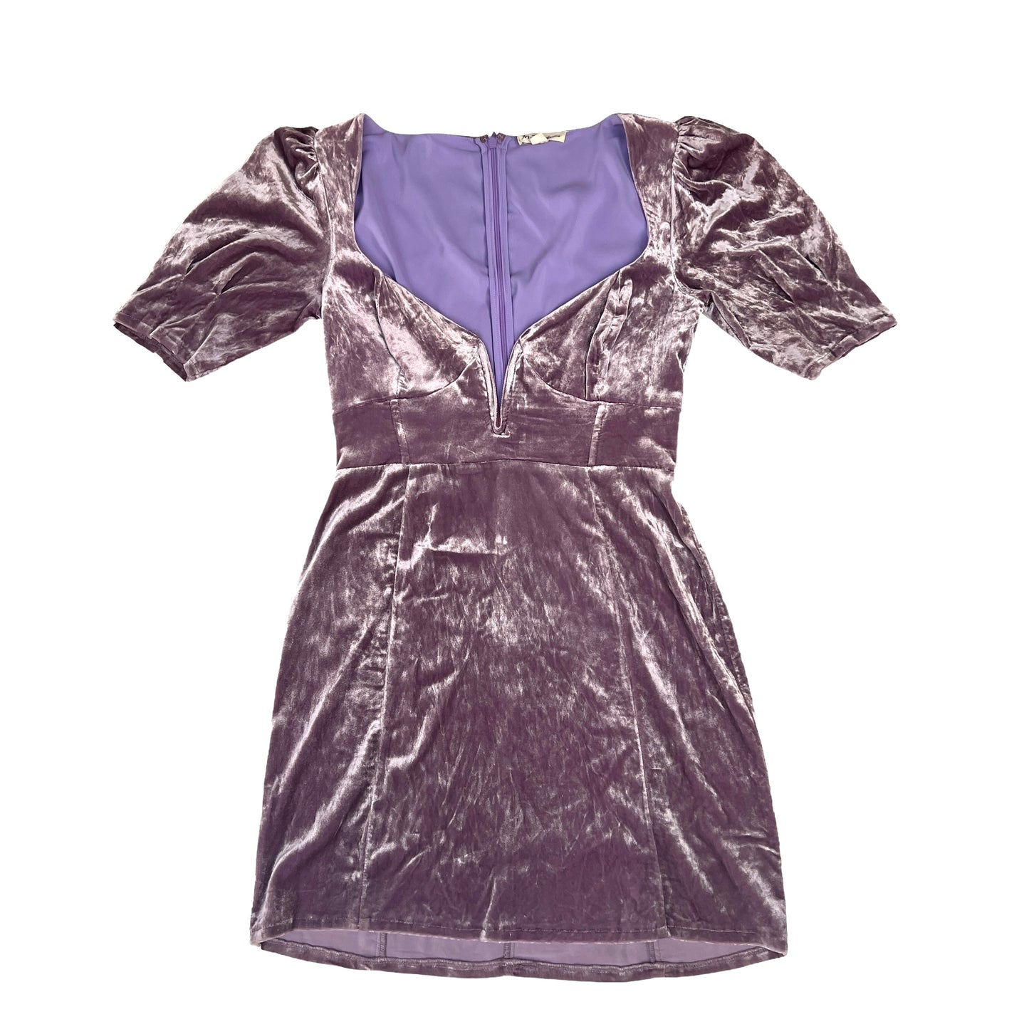 Purple Velvet Mini Dress - S