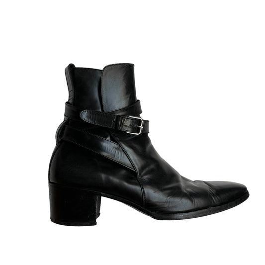 Men Black Leather Boots - 44