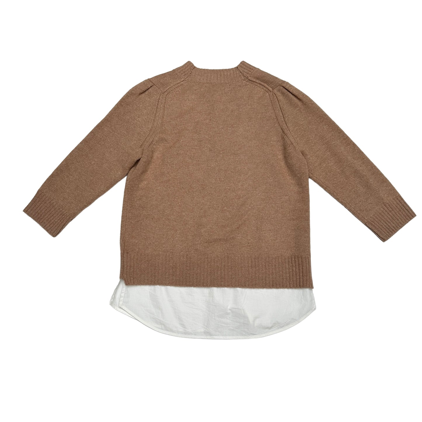Beige Sweater with Shirt Detail - L