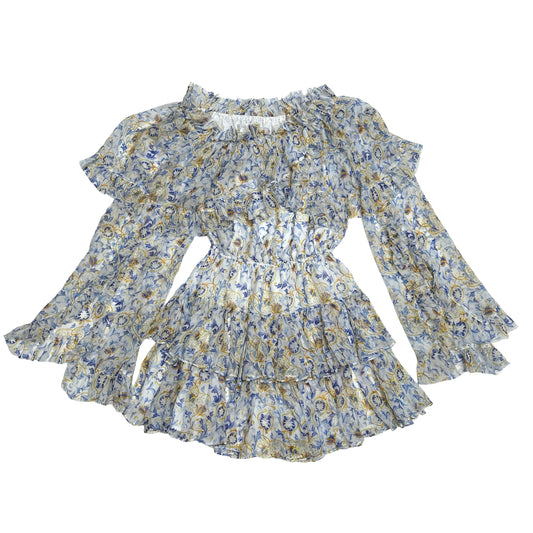 Blue Flower Print Dress - XS
