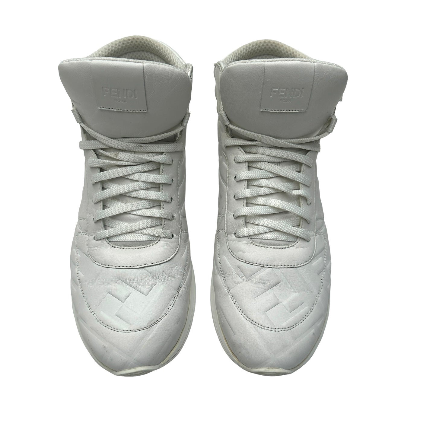 White Leather High Top Sneakers - 10