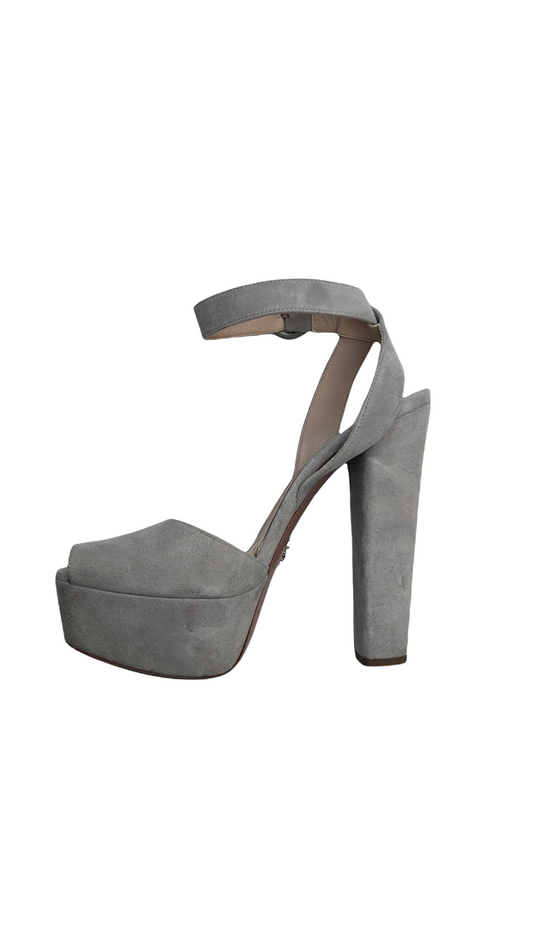 Pearl Grey Suede Platform Heels - 5.5