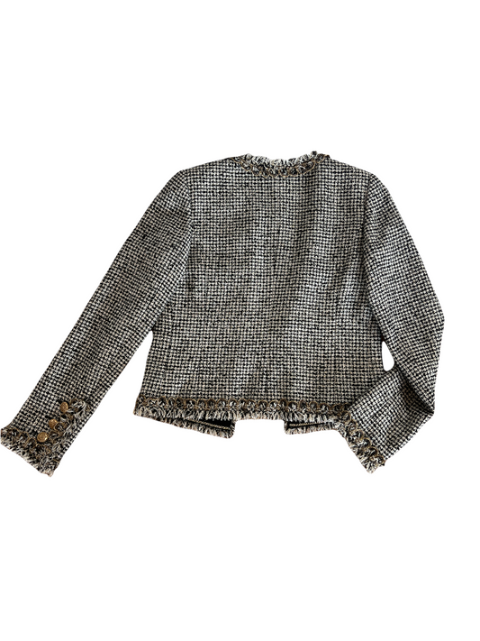 Black, Cream & Gold Tweed Jacket - S