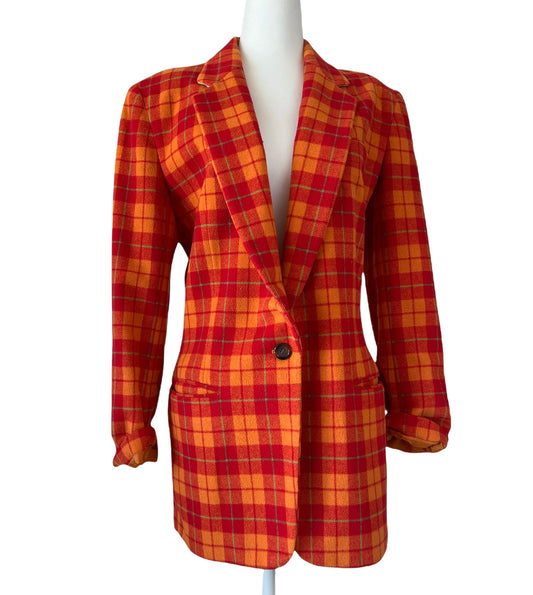 Vintage Orange Checker Blazer - M