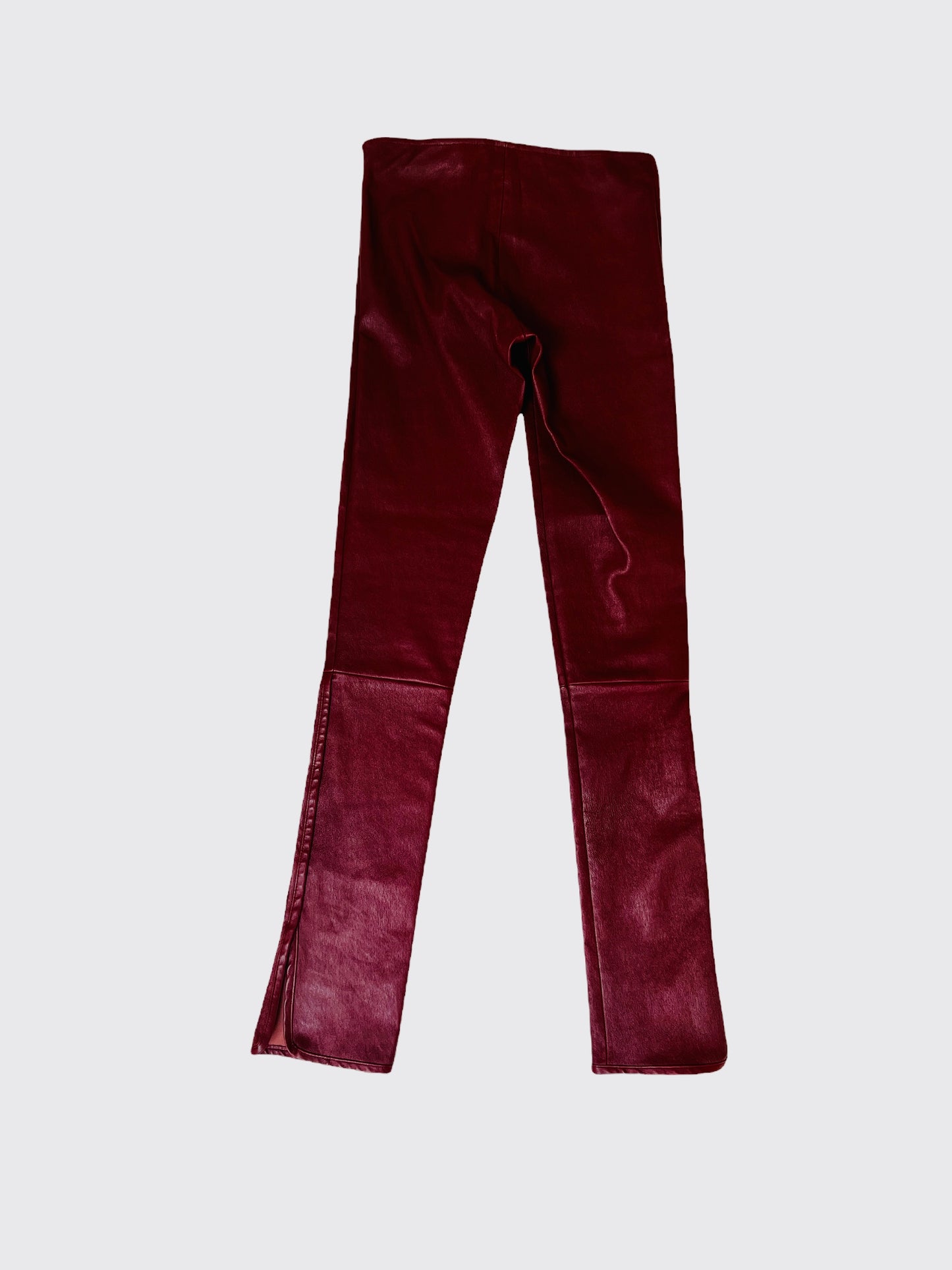 Burgundy Leather Leggings - XS