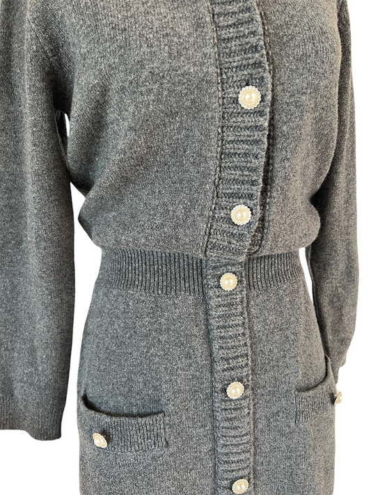 Grey Long Sweater Jacket - S