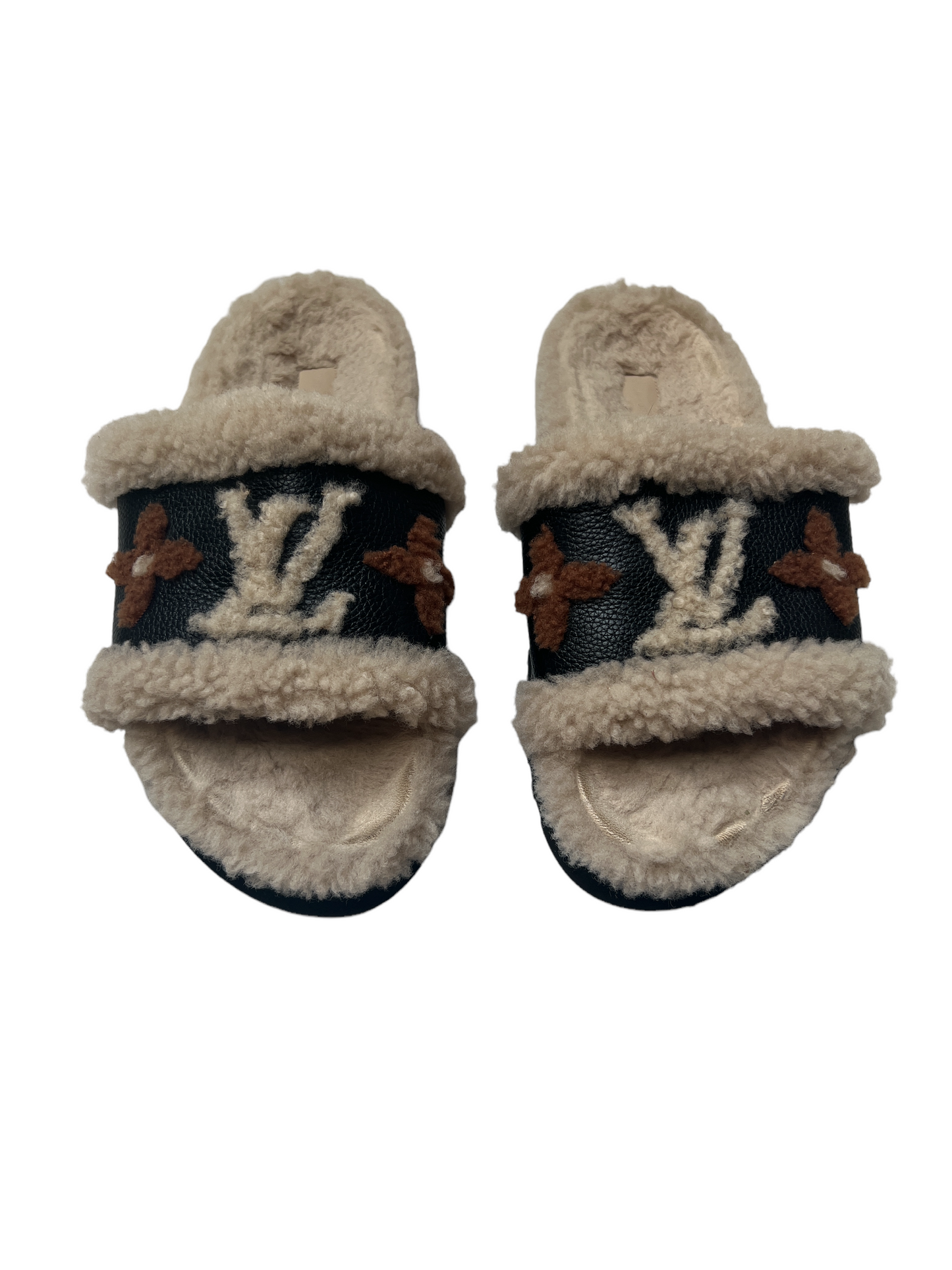 Paseo Logo Leather And Shearling Slides