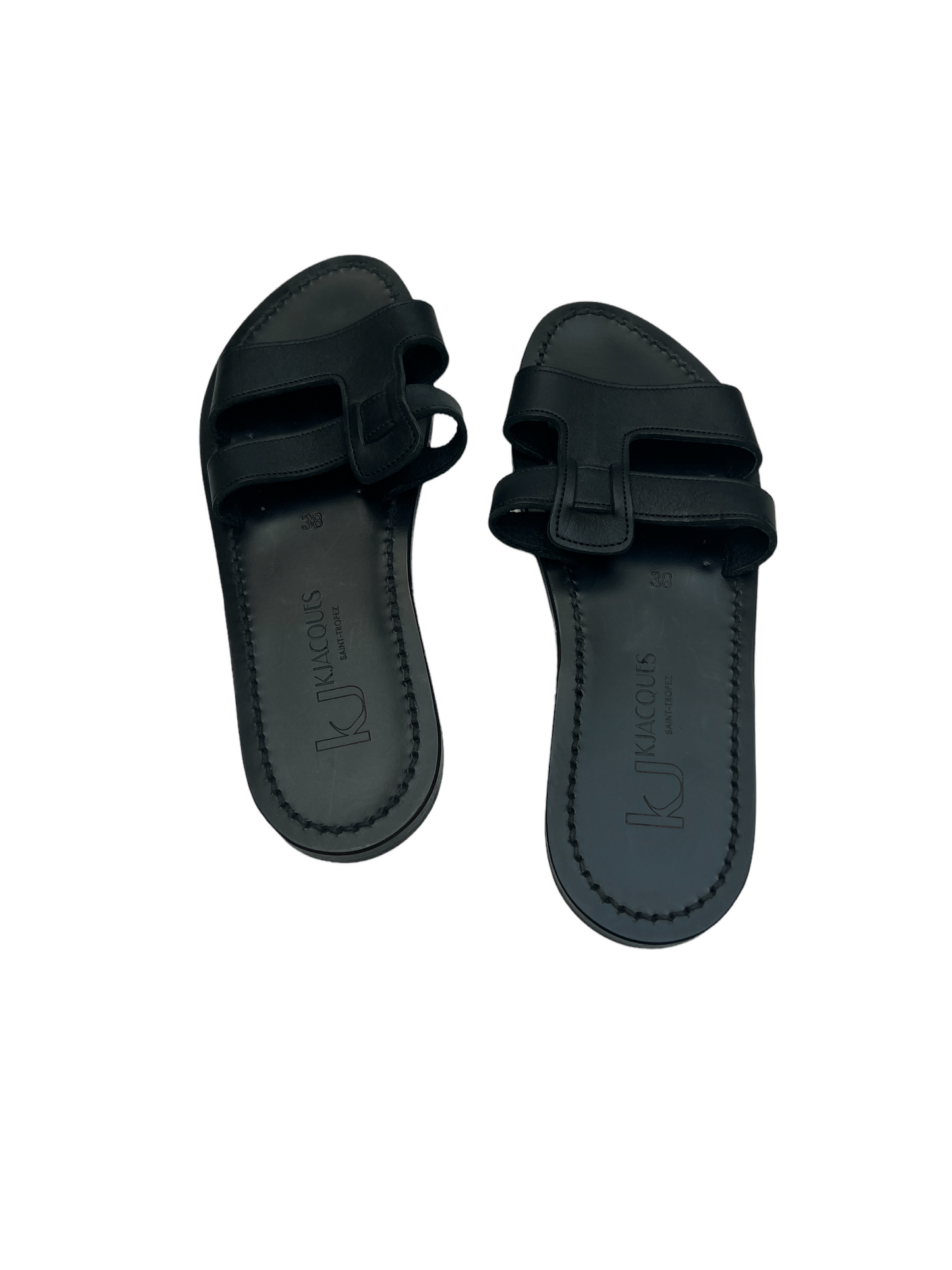 Black Leather Sandals - 7