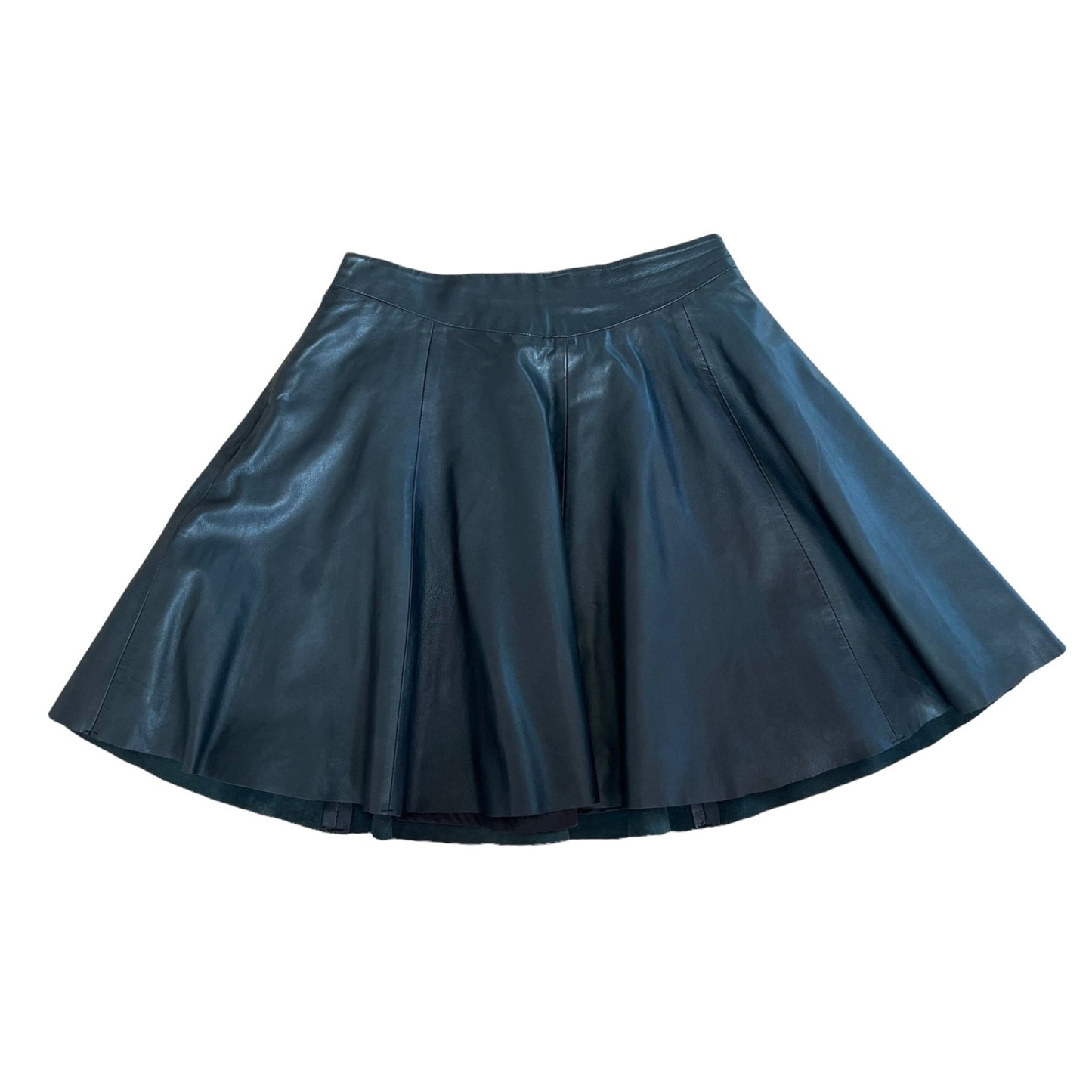 Black Leather Mini Skirt - S