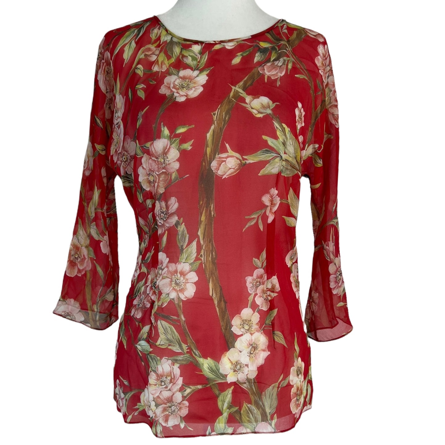 Red Silk Top - M