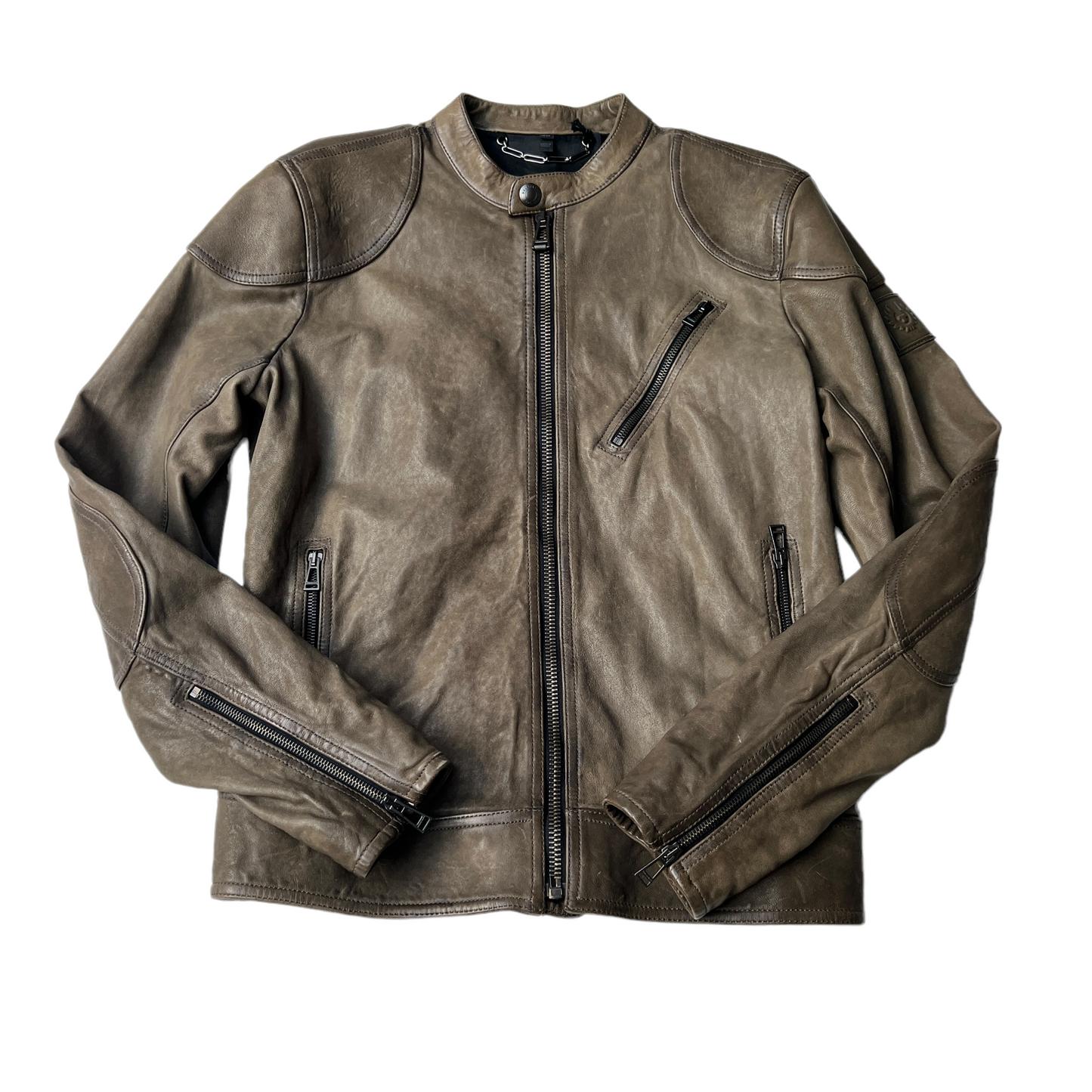 Grey Leather Jacket - M
