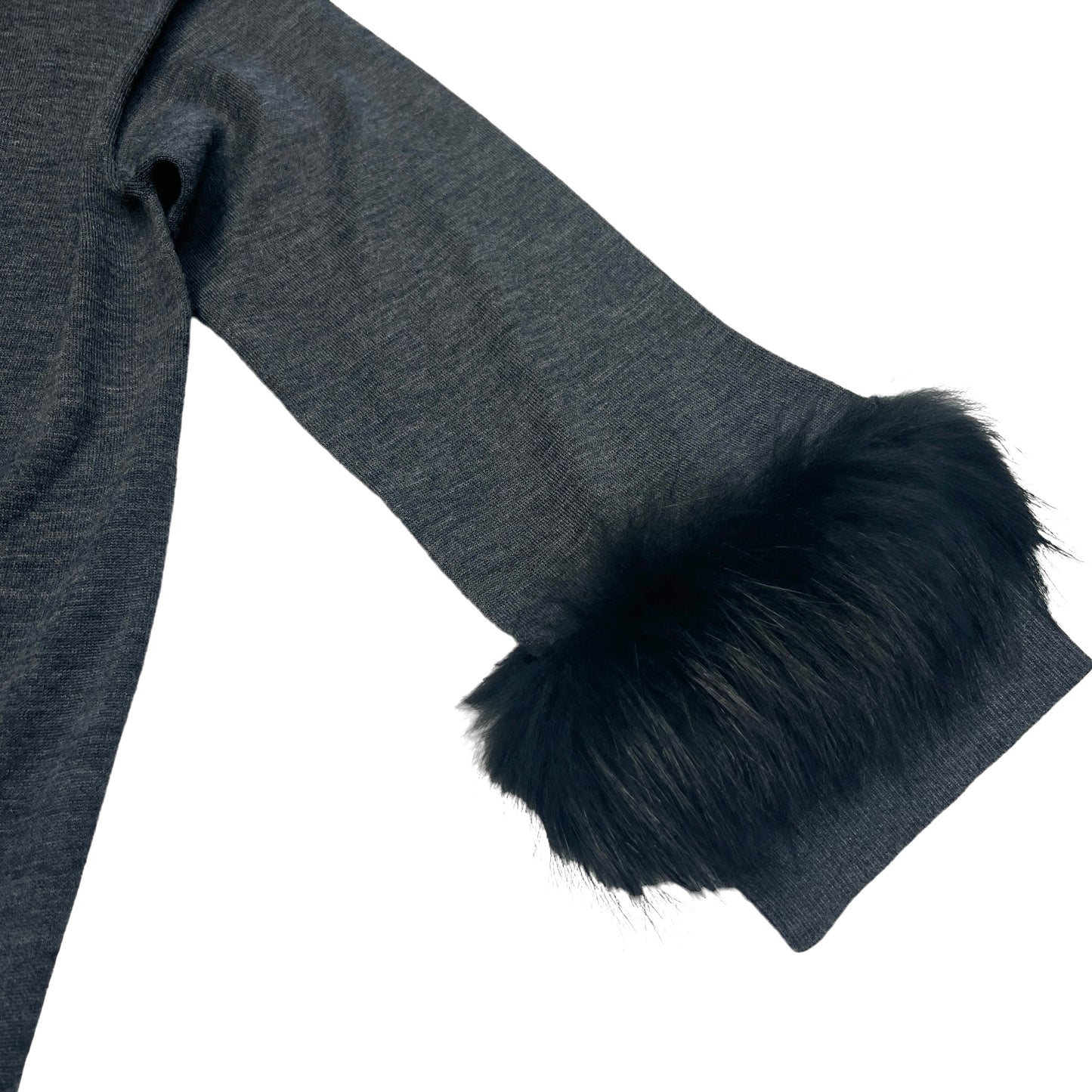 Grey Wool & Fur Cardigan - XS
