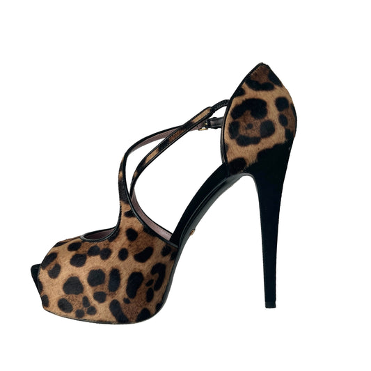 Leopard Pony Hair Platform Heels - 9.5