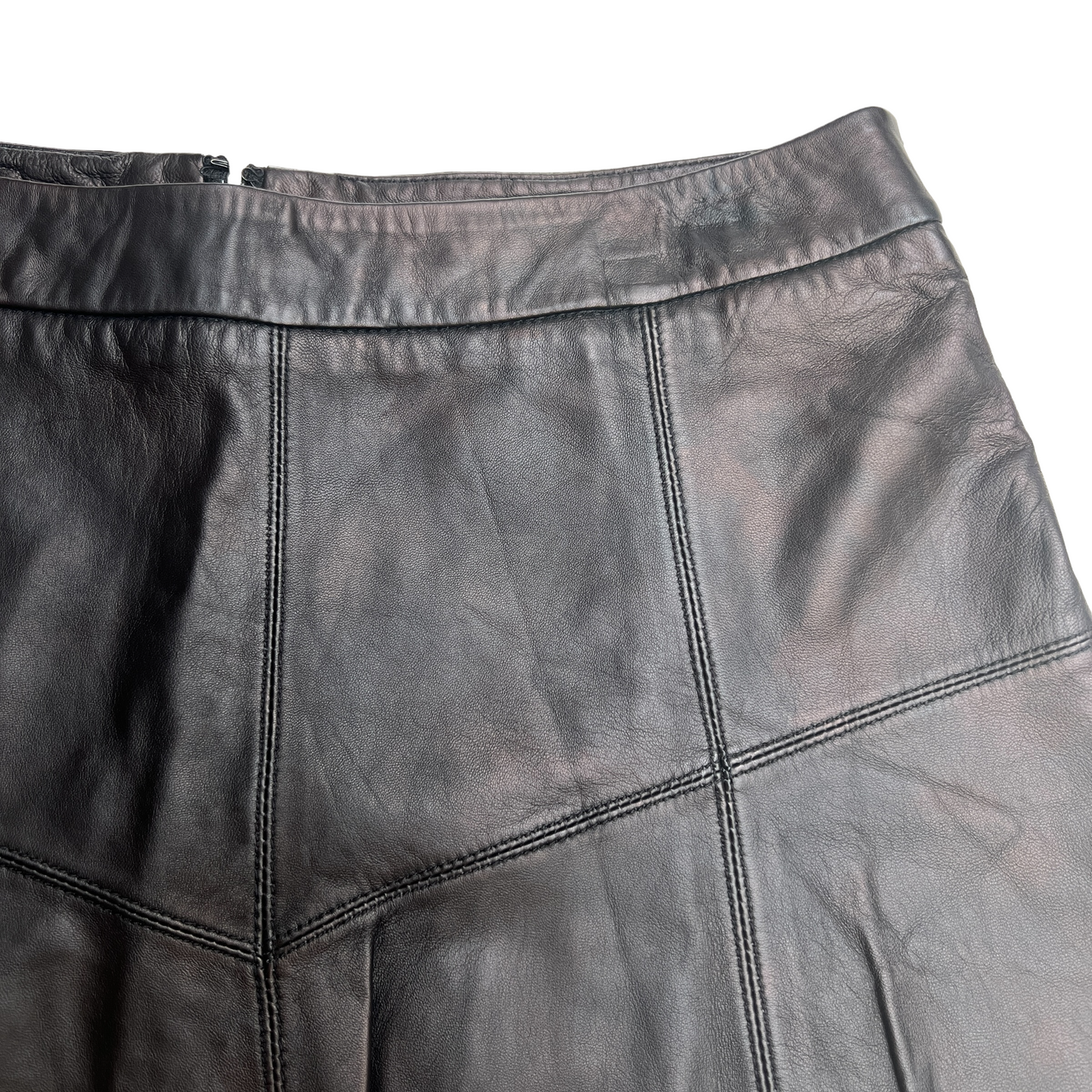 Black Leather Mini Skirt - M
