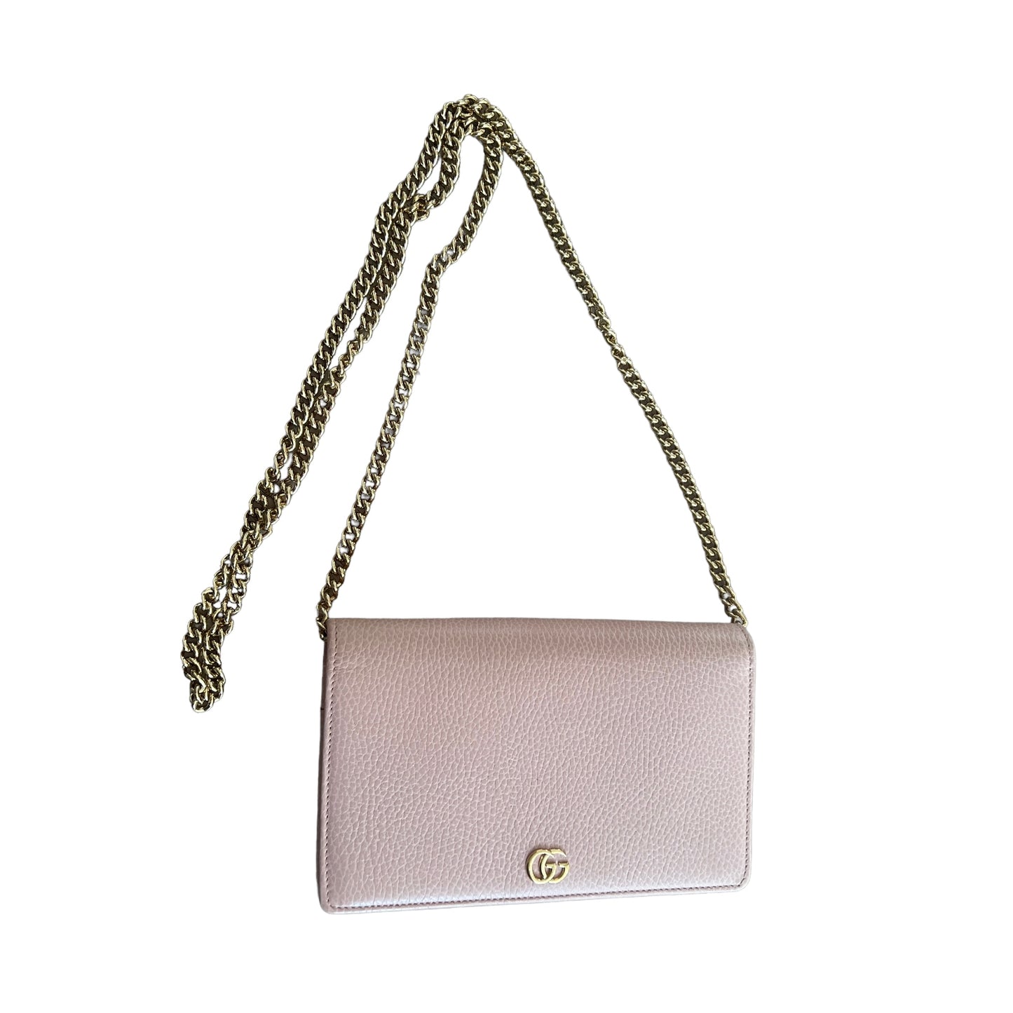 Pink Leather Wallet on Chain