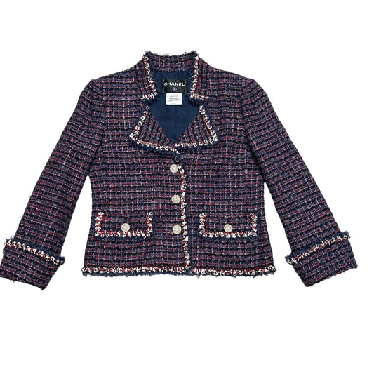 Navy & Red Tweed Blazer - 38
