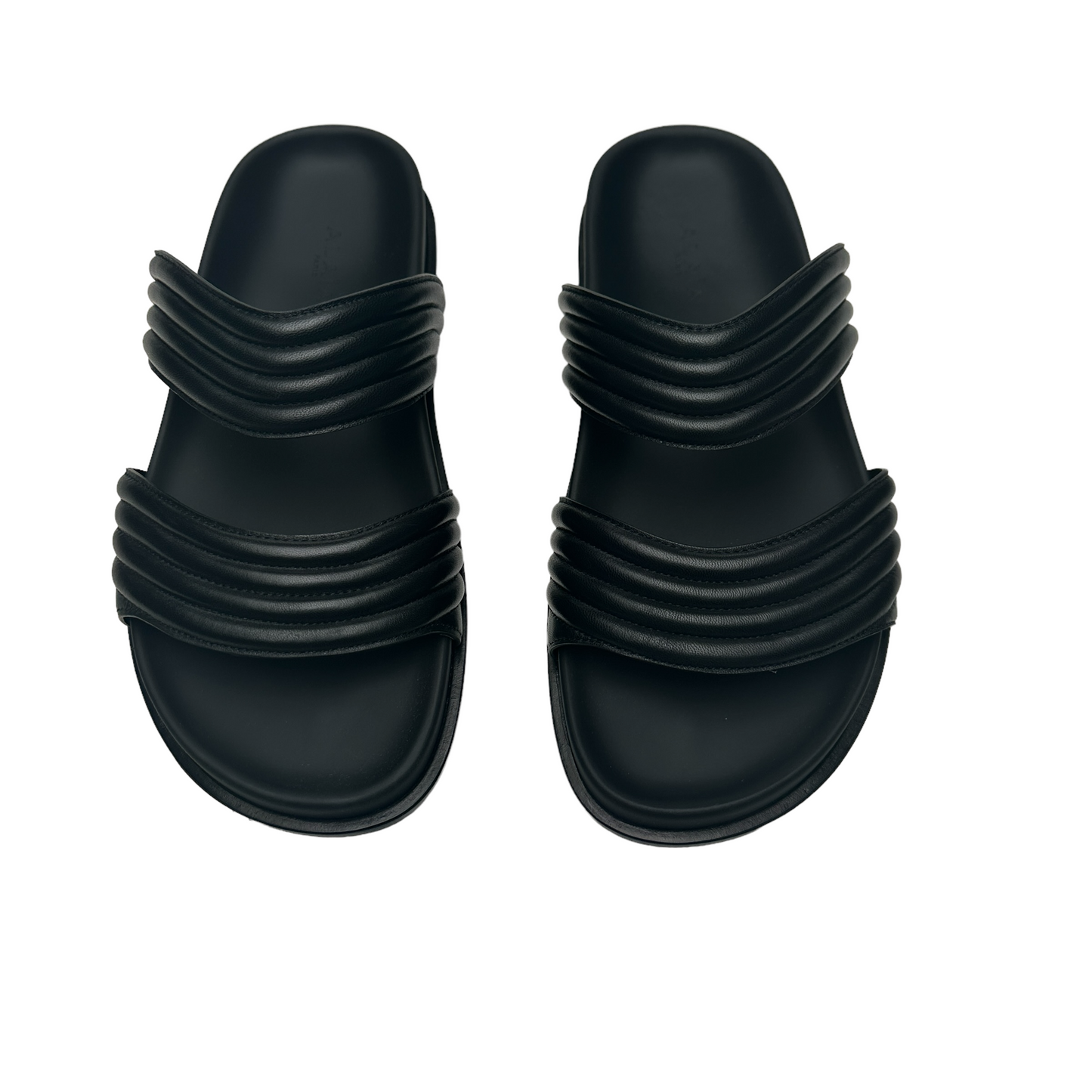 Black Leather Slides - 8