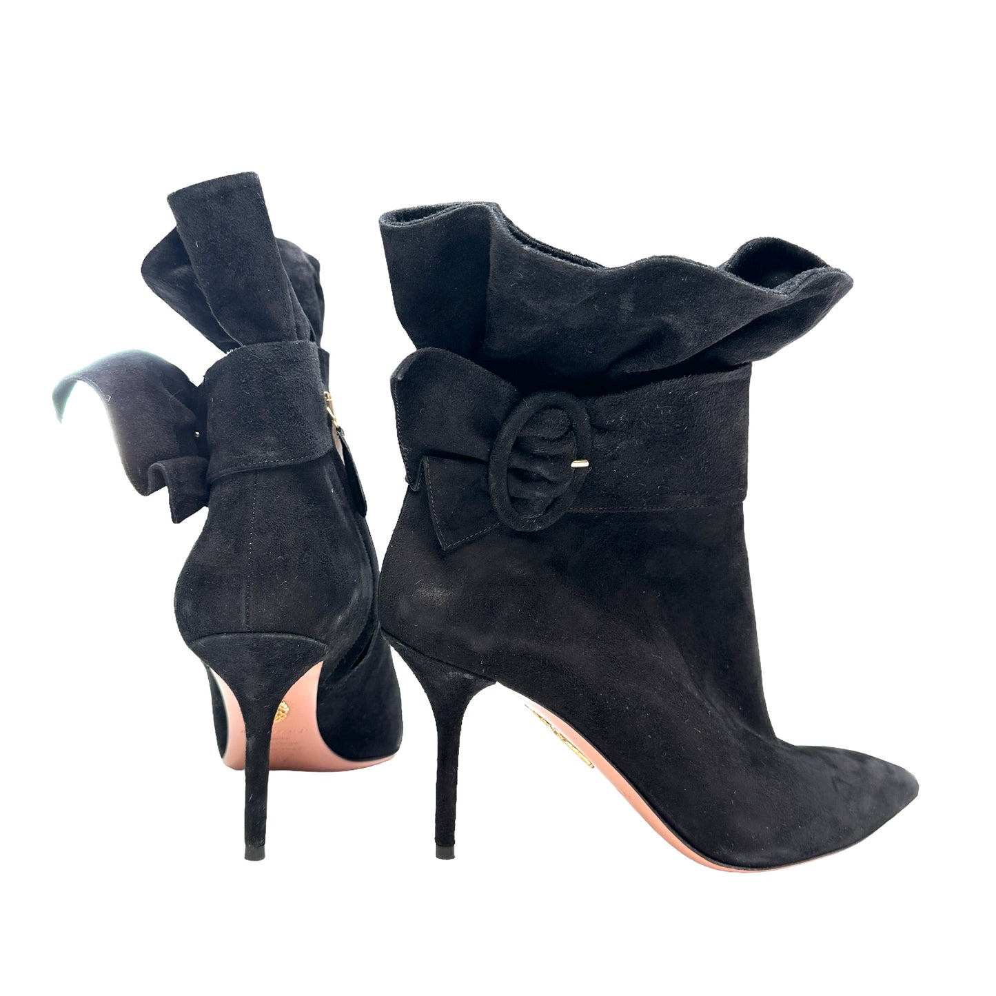 Black Suede Heeled Boots - 8