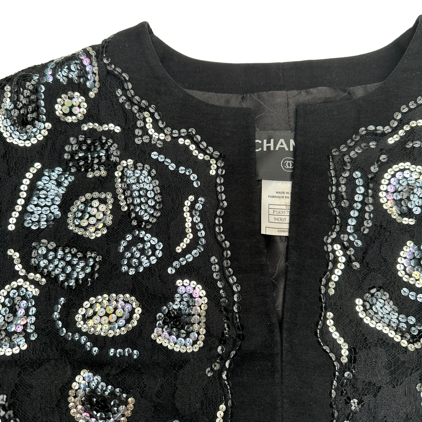 Black Sequins & Lace Blazer - M