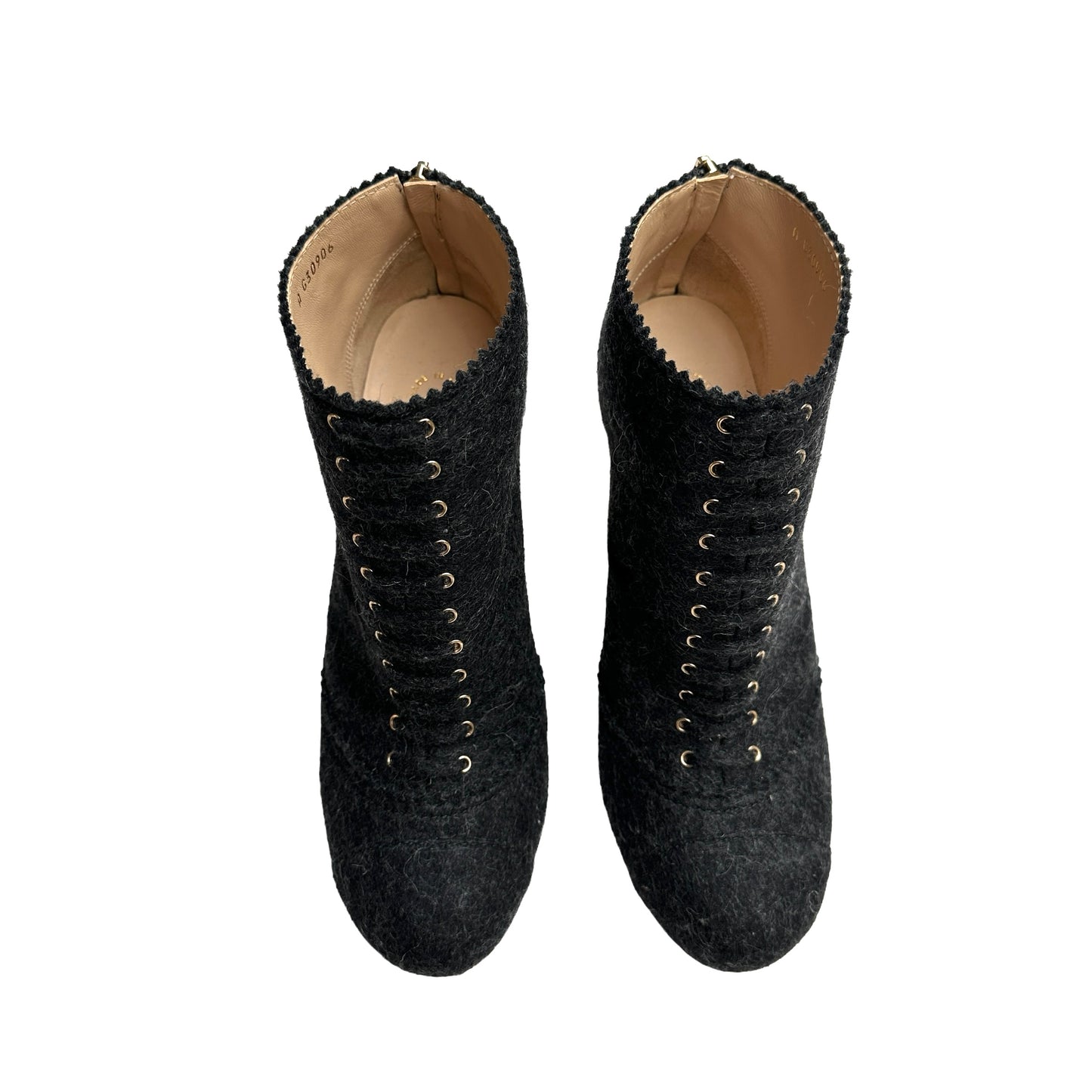 Grey Felt Boots w/Gold Heels - 10