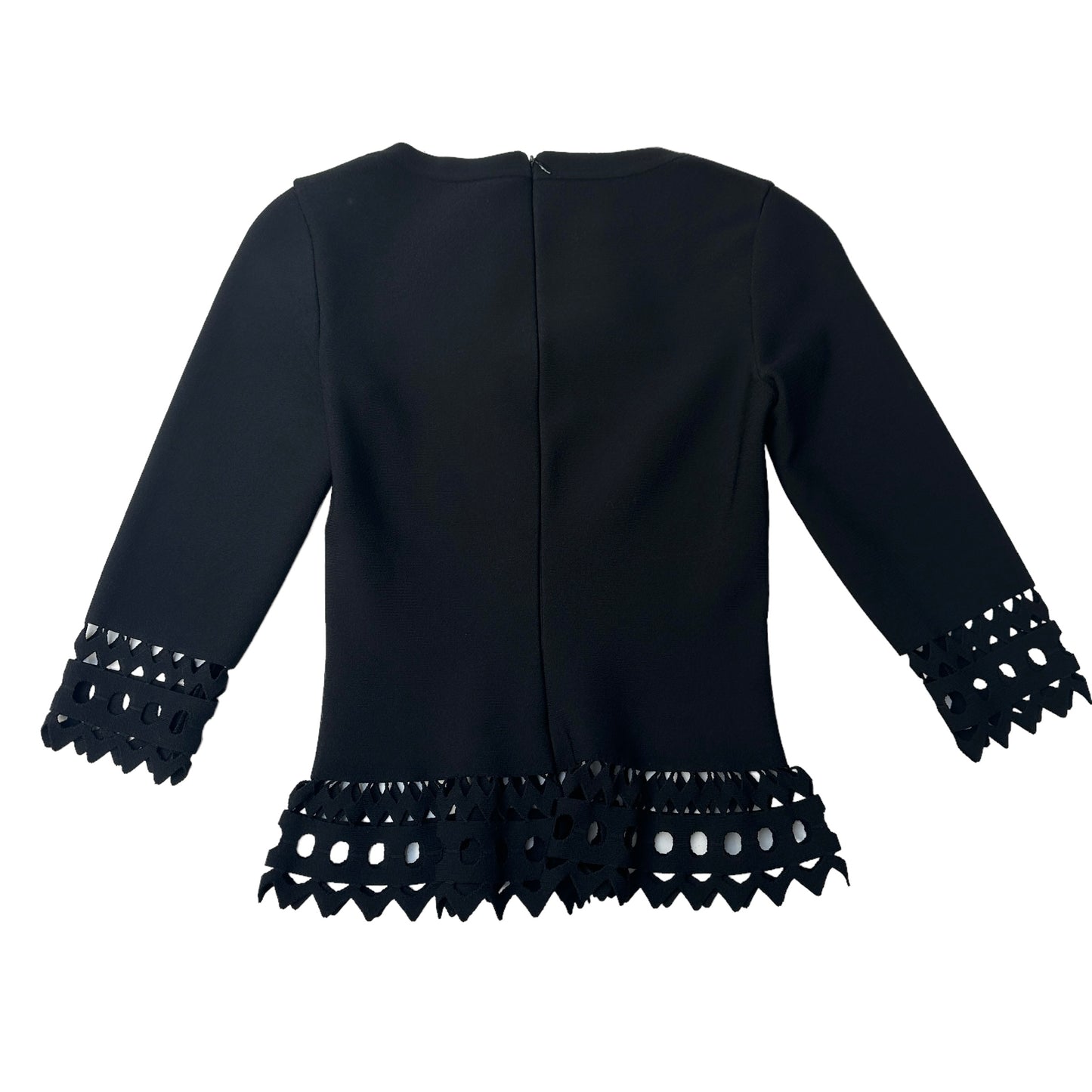 Black Fitted Eyelet Top - S