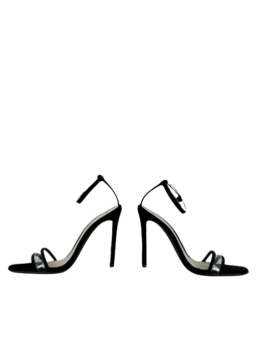 Black Suede High Heel Sandals - 7