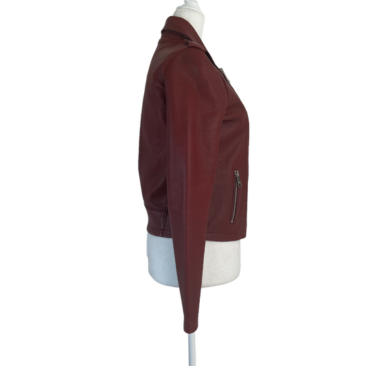 Burgundy Leather Jacket - M