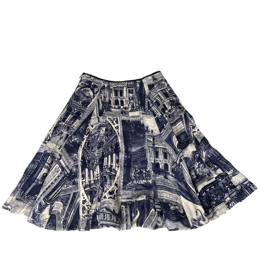 Navy Print Skirt - XS