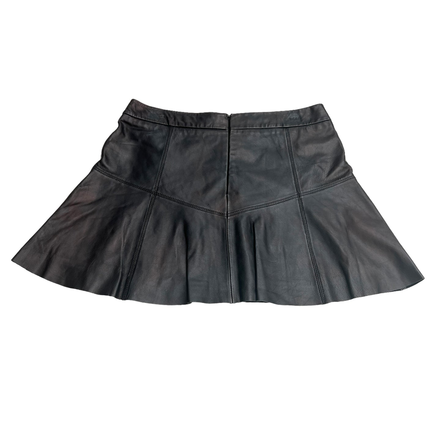 Black Leather Mini Skirt - M