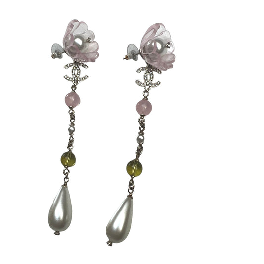 Flower & Pearl Pendant Earrings