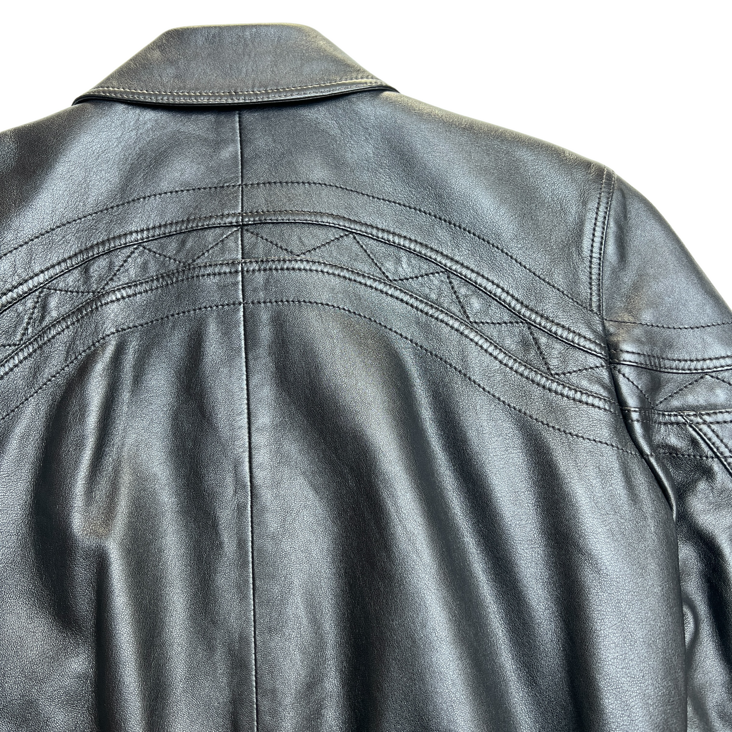 2018 Black Leather Bomber Jacket - S