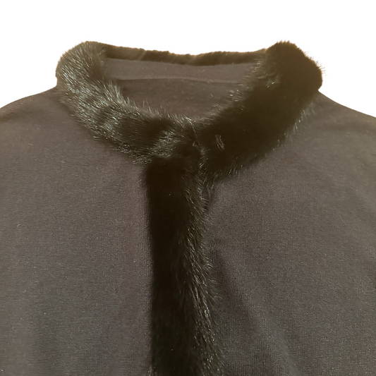 Black Cardigan w/Mink Fur - S