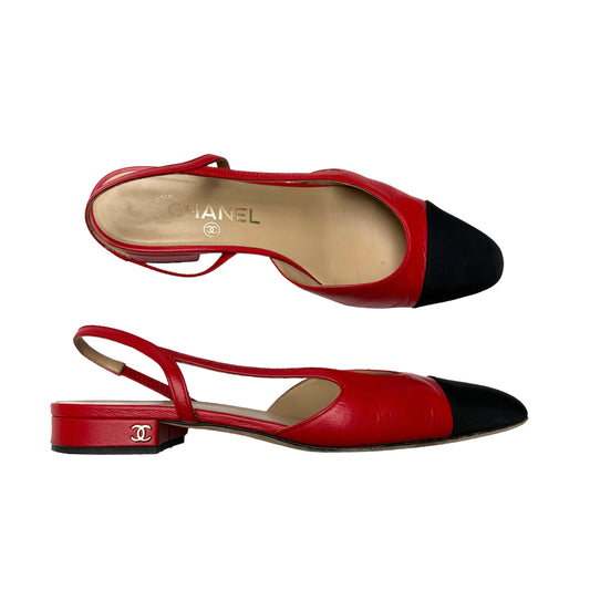 Red Leather Slingbacks - 8