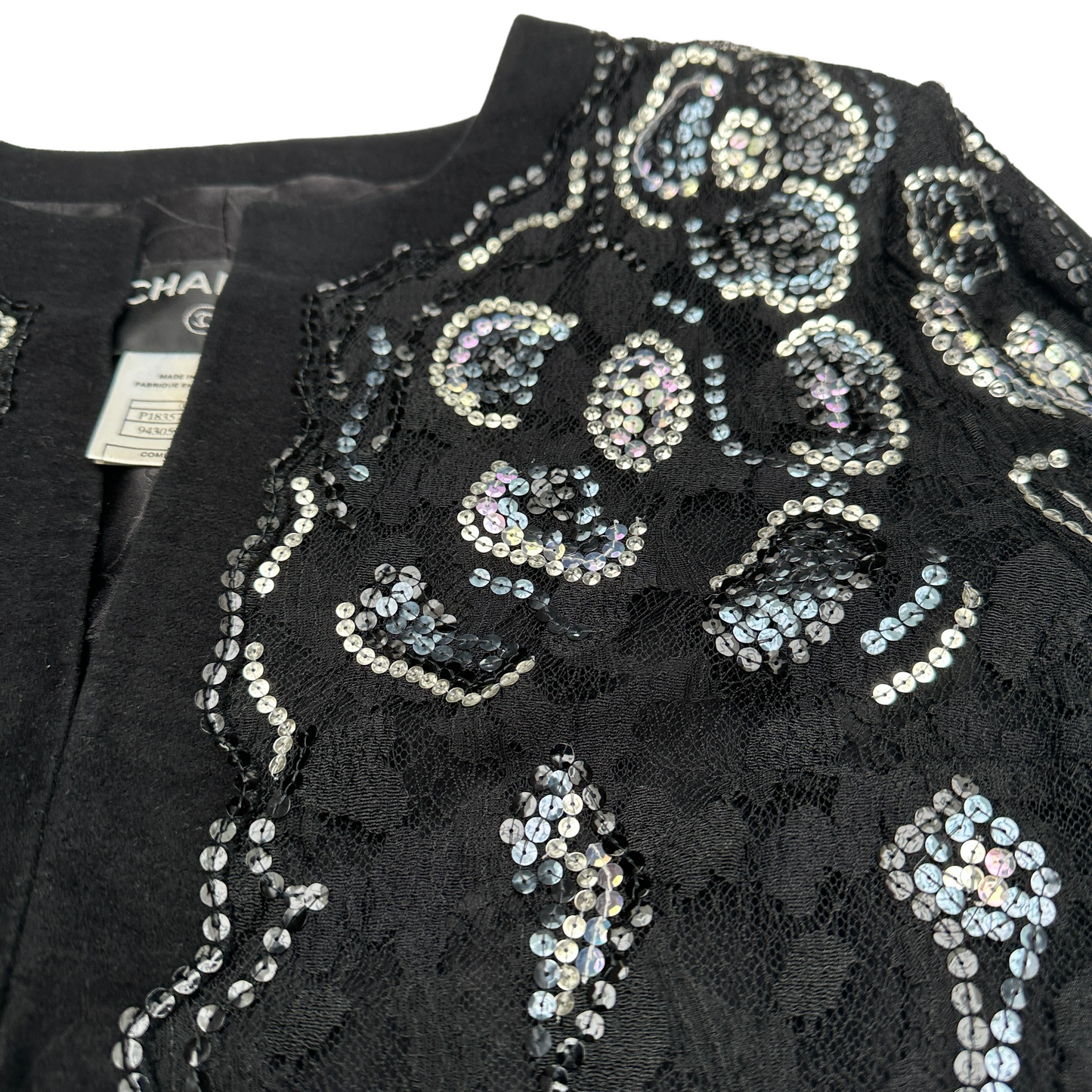 Black Sequins & Lace Blazer - M