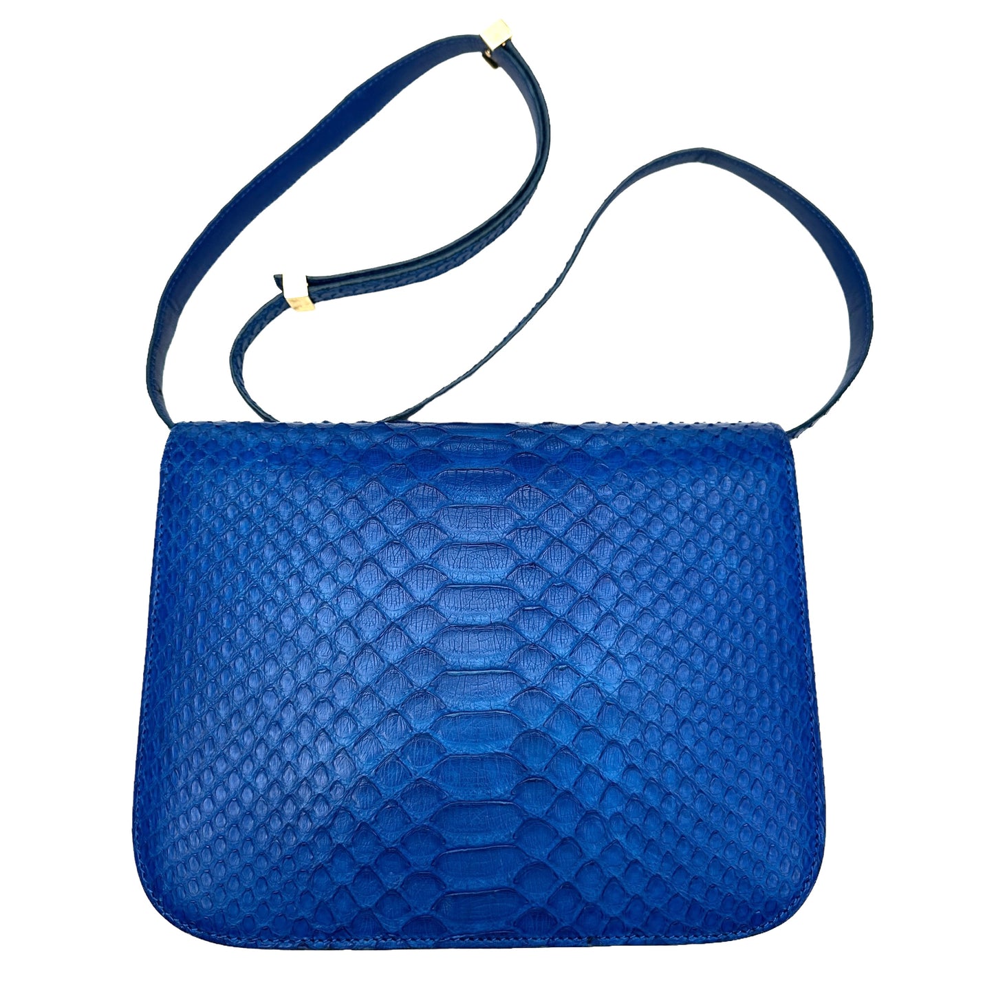 Blue Python Leather Box Bag