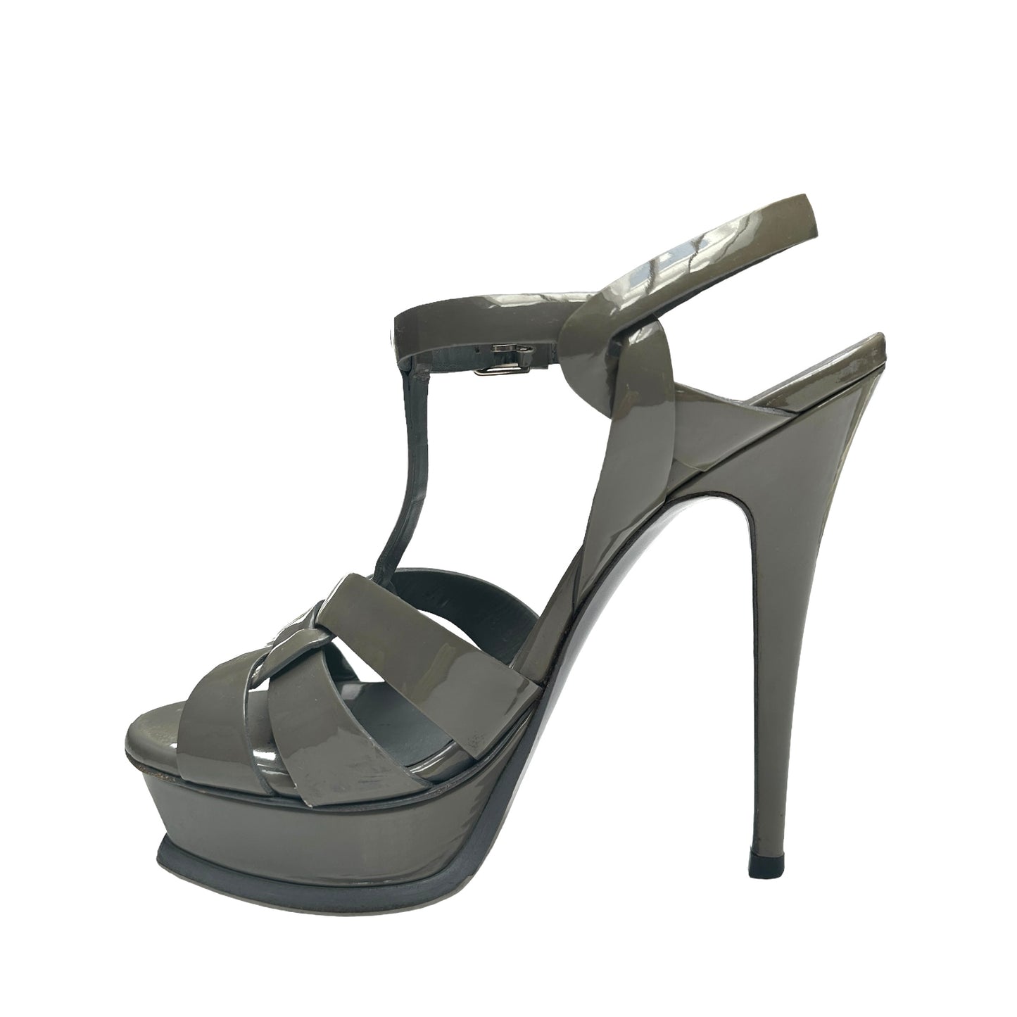 Grey Patent Tribute Heels - 7