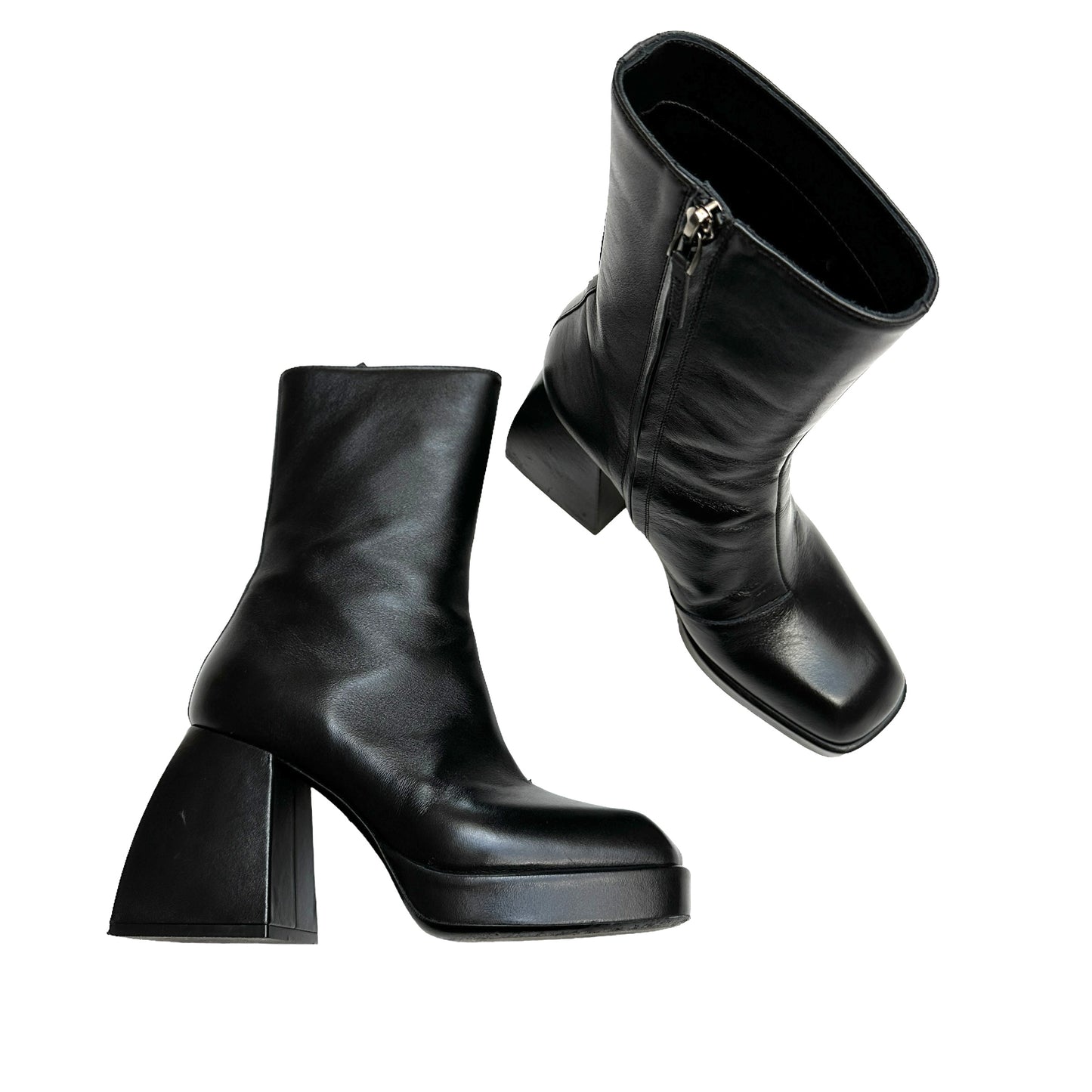 Black Platform Chunky Boots -  8