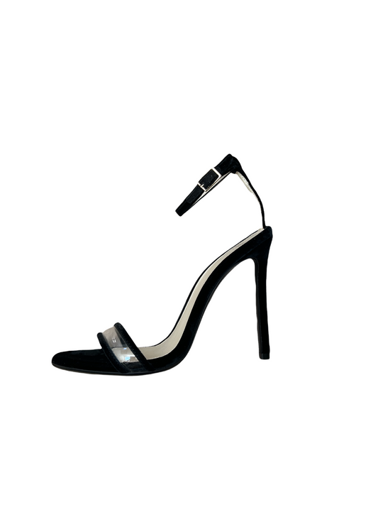 Black Suede High Heel Sandals - 7