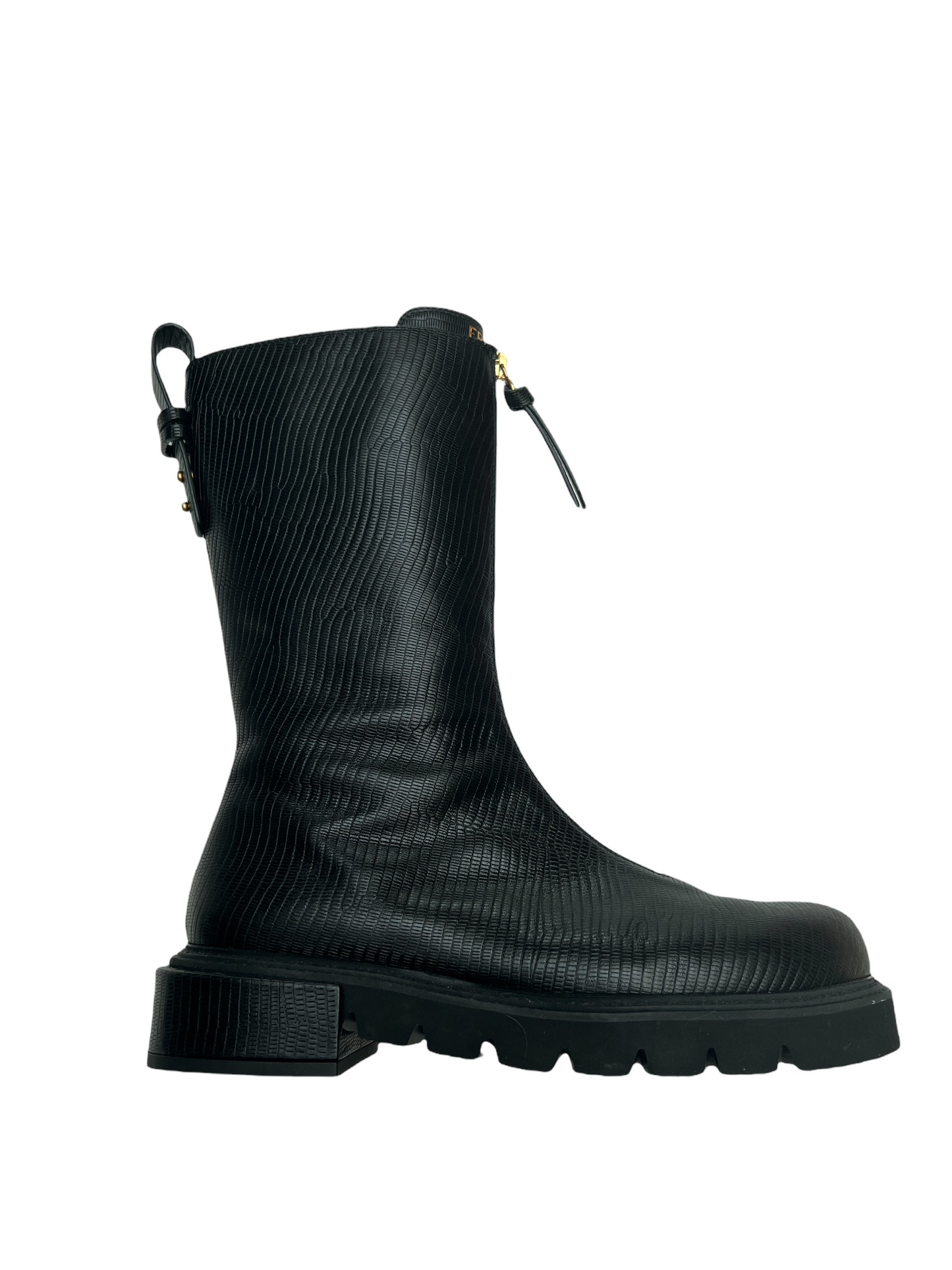 Black Leather Combat Boots - 10