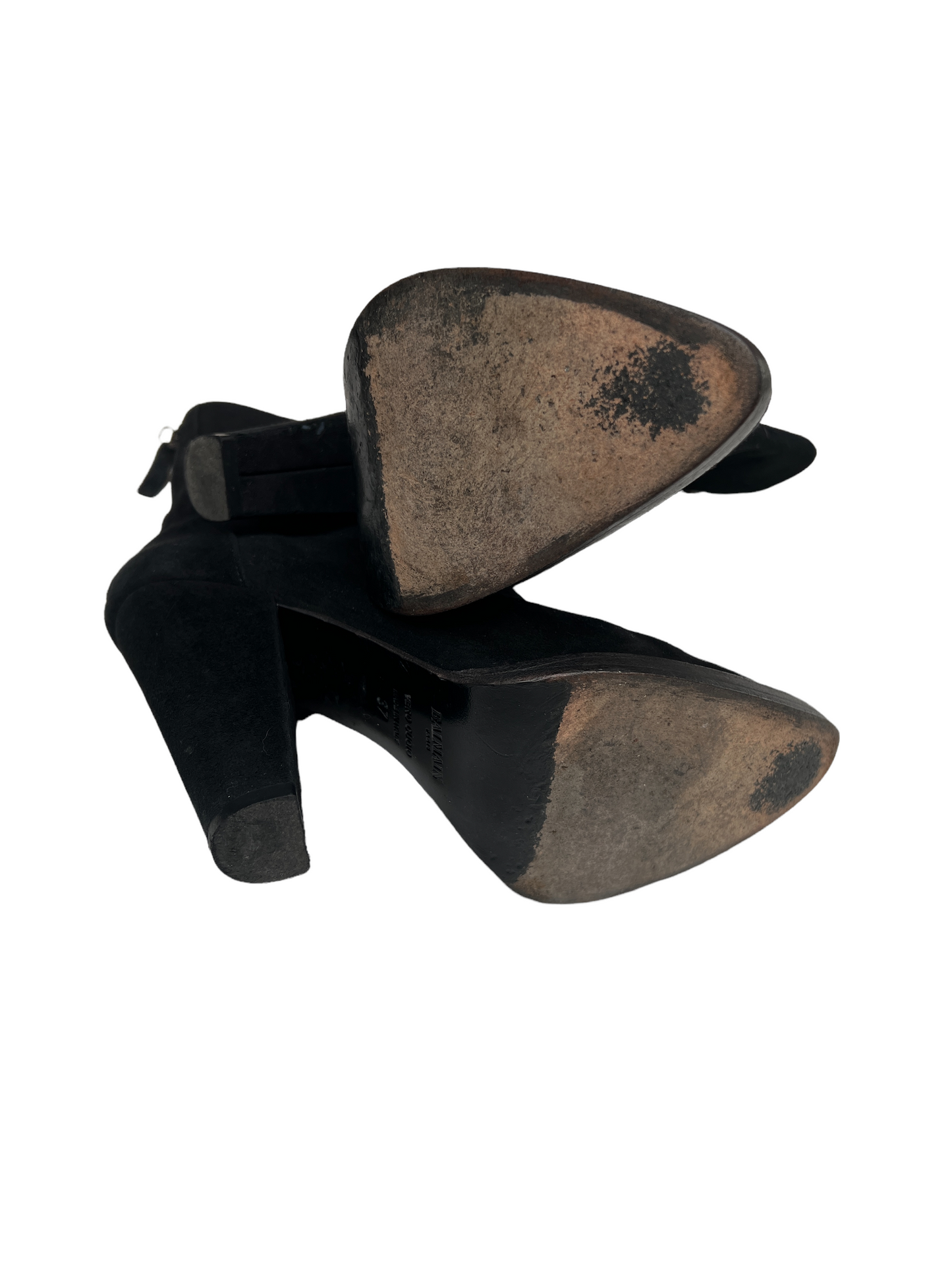 Black Suede Heeled Boots - 6.5