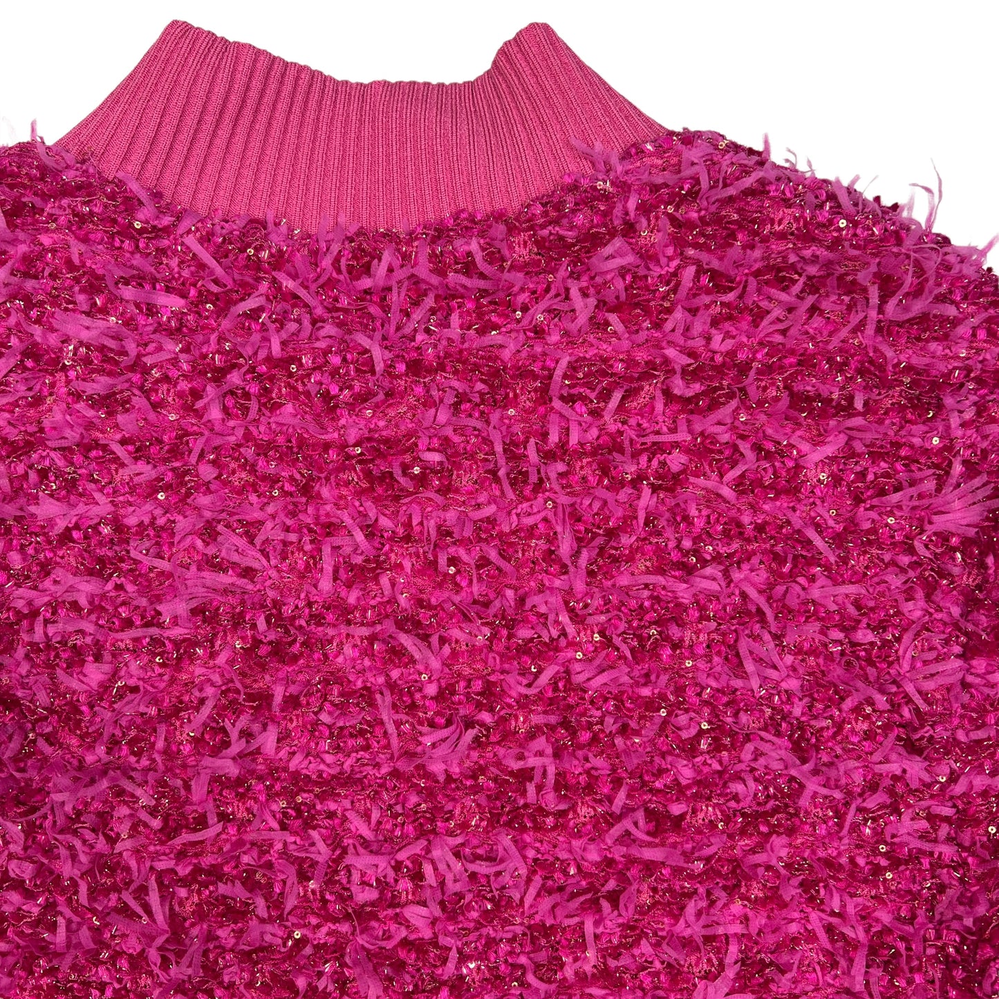 Metallic Pink Tweed Bomber - S