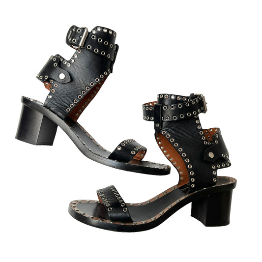 Black Leather Sandals - 11