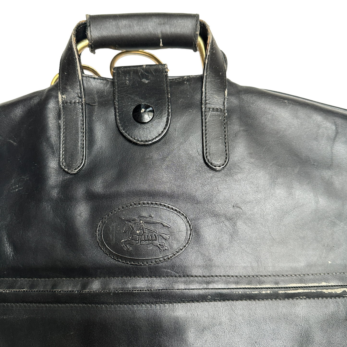 Vintage Black Leather Suit Carrier